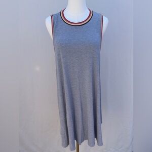 American Eagle Soft & Sexy Open Back Swing Tank Dress Retro Stripe Trim Gray